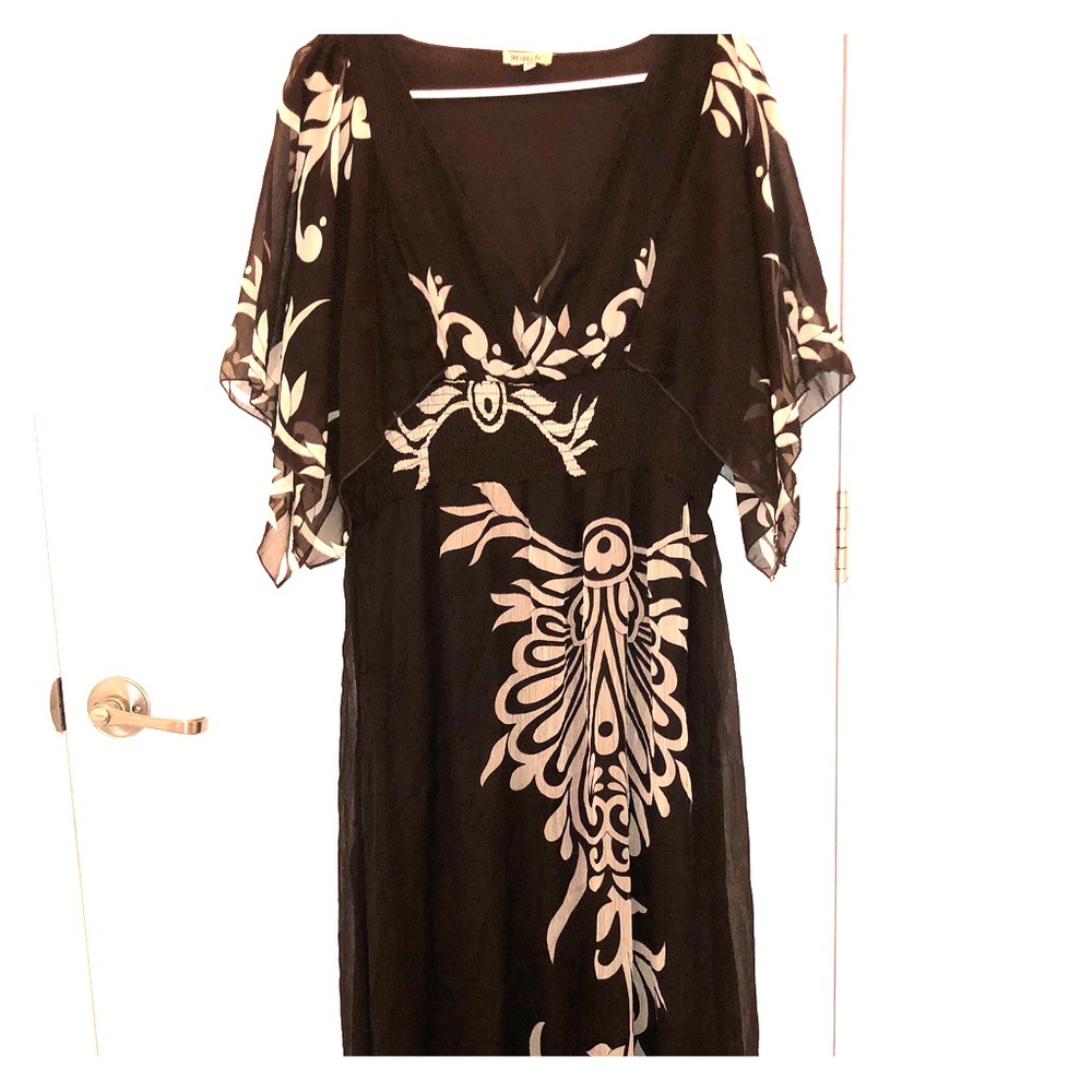 Black with White Chiffon Timeless Kimono Dress